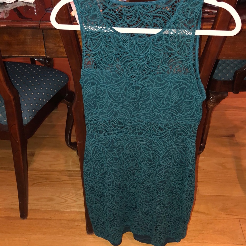 Express dark green tight fitted dress